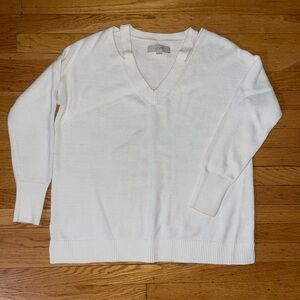 LOFT Cream V-Neck Sweater